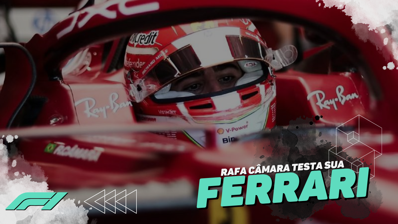 Brasileiro Rafael Câmara acelera carro da Ferrari em teste de Barcelona